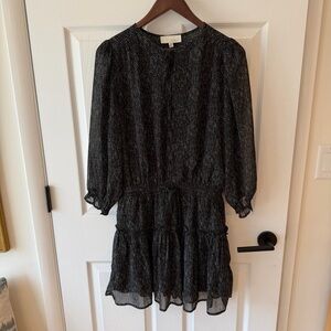 Pinch Black and White Patterned Dress